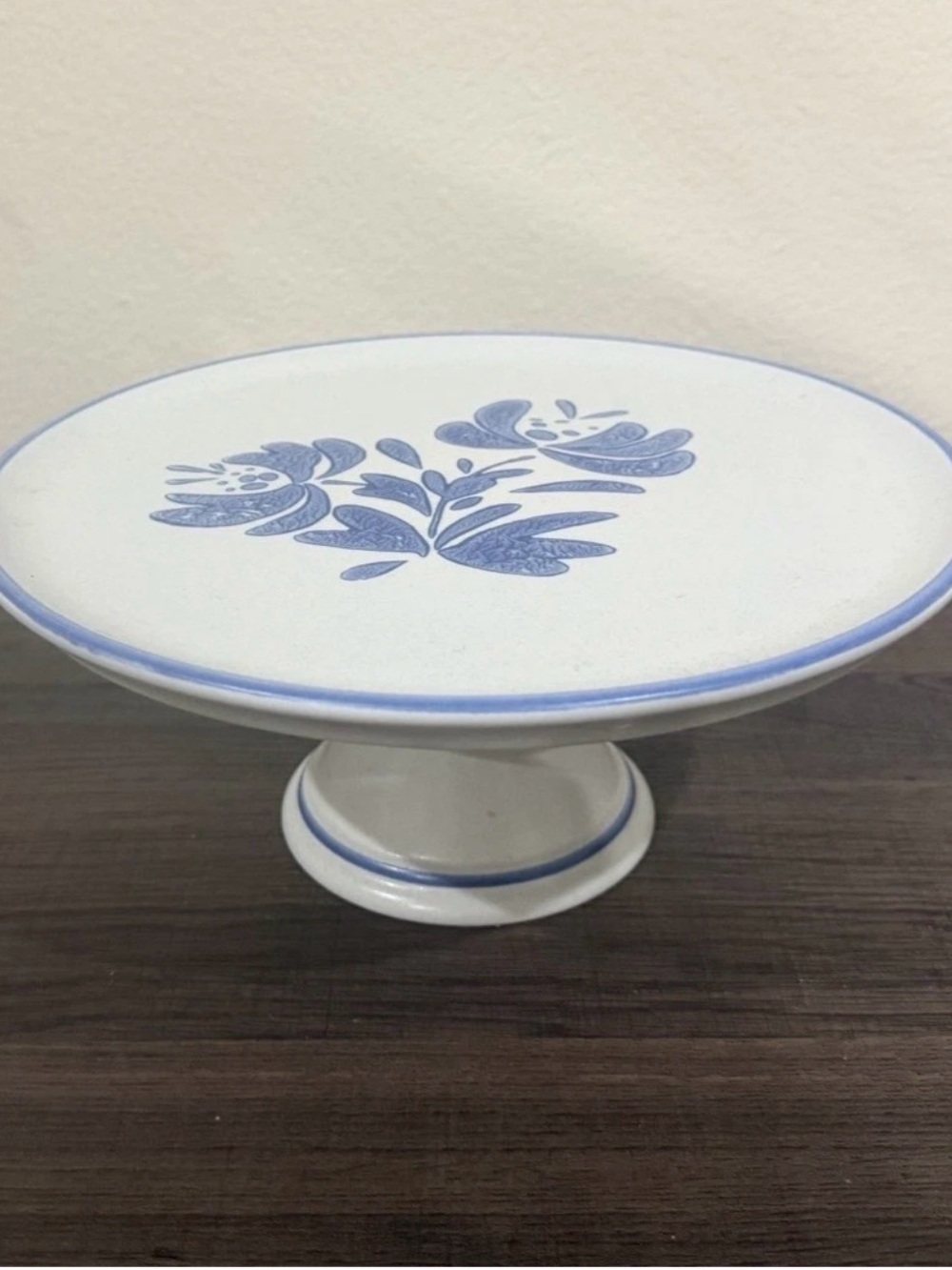 Blue Floral Ceramic Pedestal Cake Stand